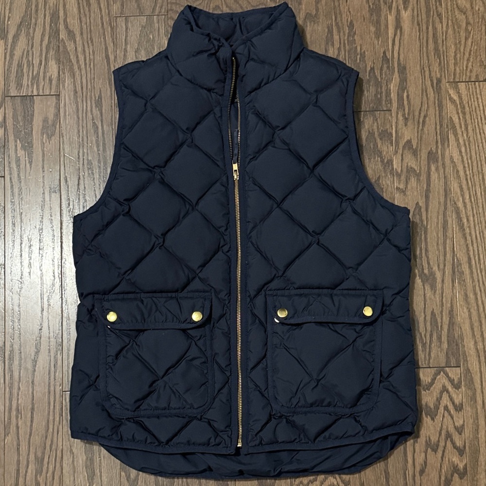 J. Crew Blue Quilted Down Vest